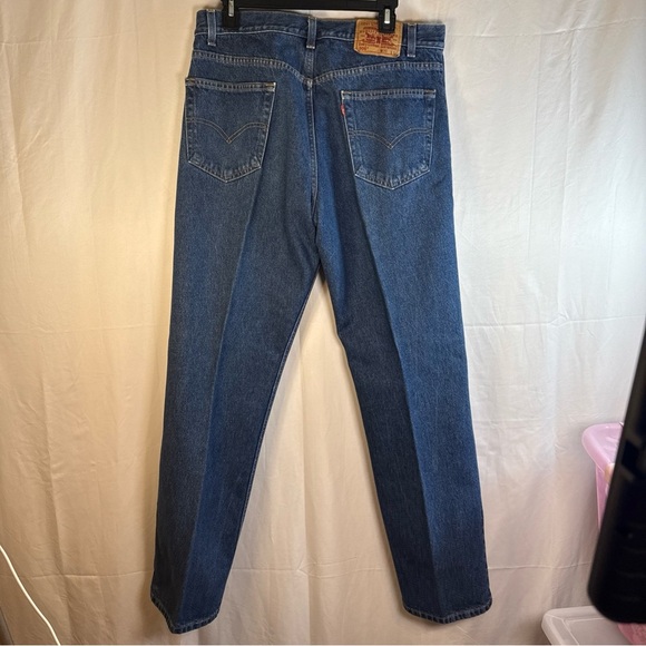 Levi's Dark Blue Straight Jeans 505 Regular Straight Leg Size 36x32 Preowned - Picture 7 of 10